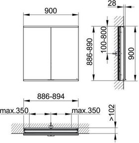 Keuco Spiegelschrank ROYAL MODULAR 2.0 Breite 900mm Höhe 900mm Tiefe 120mm