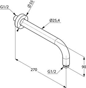 Kludi Brausearm A-QA DN 15 Ausladung 250mm chr