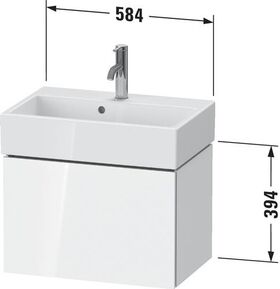 Duravit WTU Compact L-CUBE 394x584x391mm, 1 Auszug weiß hochglanz