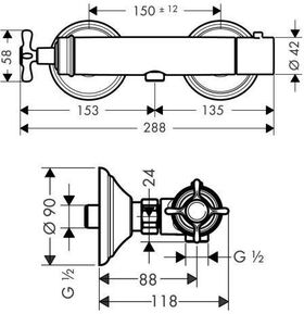 Brausethermostat AXOR MONTREUX DN 15, Aufputz brushed bronze