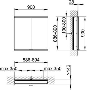 Keuco Spiegelschrank ROYAL MODULAR 2.0 Breite 900mm Höhe 900mm Tiefe 160mm