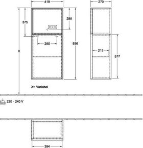 V&B Seitenschrank FINION 418x936x270mm Ans r Regal gls wh gls wh