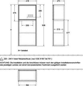 V&B Seitenschrank FINION 418x936x270mm Ans r Regal anthr. ma wh m