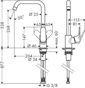 Einhebel-Spültischmischer 260 FOCUS DN 15 chrom