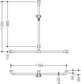 Hewi Duschhandlauf SERIE 801 se 1100mm waagerecht 1184mm maigrün