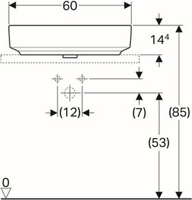 Geberit Aufsatzwaschtisch VariForm re. 600x450mm m HLB o Überlauf weiß KT