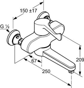 Kludi Waschtisch-EHM MEDI-CARE DN 15 Ausldg 250 absp. S-Anschl. chr