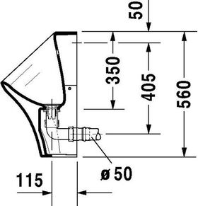 Duravit Urinal DURASTYLE RIMLESS 300x340mm Zul v hint ohne Fliege weiß WG