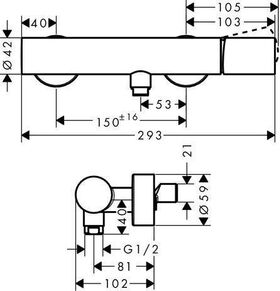 Einhebel-Brausemischer AXOR UNO AP, Zerogriff chrom