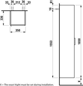 Laufen Hochschrank BASE FÜR PRO S 1650x350x336mm Scharn. rechts weiß matt