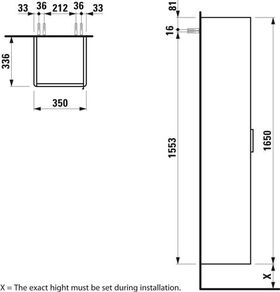 Laufen Hochschrank BASE FÜR PRO S 1650x350x336mm Scharnier links weiß matt