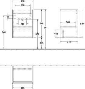 V&B Handwaschbeckenunterschrank COLLARO 410x546x344mm Türanschl re Glossy White