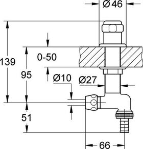 Grohe WAS Untertischventil 1/2Zoll verstb bis 50mm chr