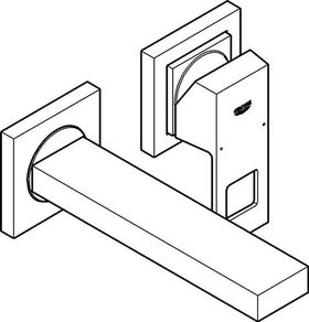 Grohe 2-Loch-Waschtischbatterie EUROCUBE Ausldg 171mm ha graph gebü