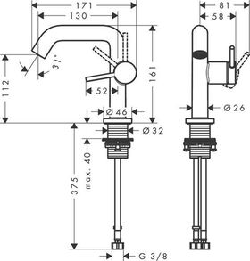 HG Einhebel-Waschtischmischer Tecturis S Fine CooStart Ausl 130mm Push-Open chro