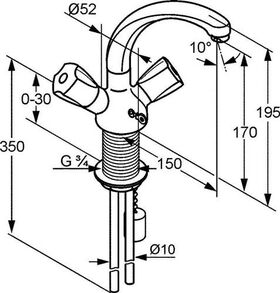 Kludi Waschtischarmatur STANDARD DN 15 Terral. Gri KS versenkb. Ke. chr