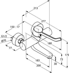 Kludi Wand-Einhandmischer PROVITA DN 15 Ausladung 183mm S-Anschlüsse chr