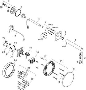 Elektro-WT-Mischer AXOR UNO 220 UP, Wandmontage polished gold optic