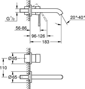 Grohe 2-Loch-Waschtischbatterie ESSENCE Ausldg 183mm FMS f 23571000 chr