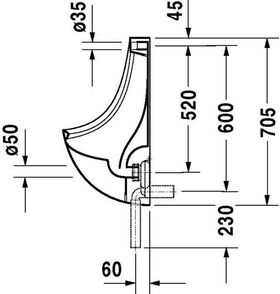 Duravit Urinal BEN 370x350mm o Fliege Zul v hinten weiß WG