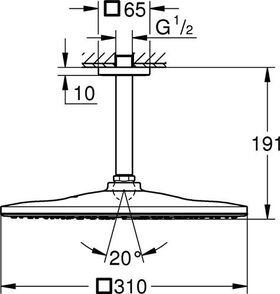 Grohe Kopfbr.set RAINSHOWER MONO 310 CUB Deckenauslass 142mm ha graph