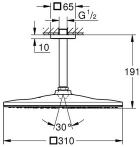 Grohe Kopfbr.set RAINSHOWER MONO 310 Cub Deckenauslass 142mm su-st