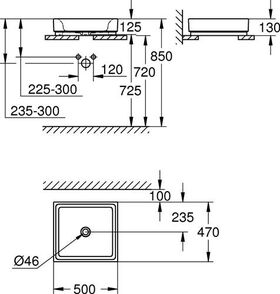 Grohe Aufsatzschale CUBE KERAMIK o HL u ÜL 500x470mm PureGuard/awe