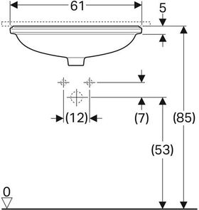 Geberit Unterbauwaschtisch VariForm elliptisch 610x460mm o HL o ÜL Unt gla w