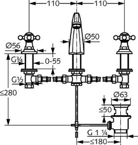 Kludi Waschtischarmatur ADLON DN 15 Ausladung 150mm vergoldet