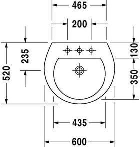 Duravit Waschtisch DARLING NEW m ÜL HLB 3 Hahnlöcher 600x520mm weiß WG