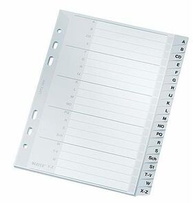 Leitz Register 12650000 A-Z DIN A5 16,5x21cm 20Bl. PP grau