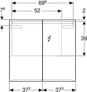 Geberit Spiegelschrank OPTION mit Beleuchtung, 2 Türen 750x700x150mm