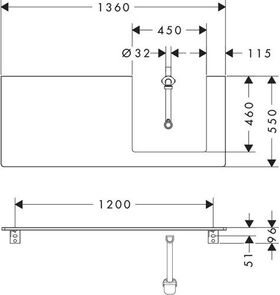 HG Konsole Xelu Q 1360x550mm m Auschnitt re eiche natur