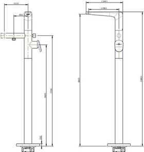 V&B Einhand-Wannenbatterie ANTAO Standmontage, 155x880x240mm chrom