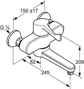 Kludi Waschtisch-EHM MEDI-CARE DN 15 Ausladung 245mm S-Anschlüsse chr