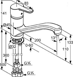 Kludi Spültisch-Einhandmischer LOGO NEO DN 15 f drucklose Speicher chr