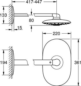 Grohe Kopfbrauseset DUO 360 RAINSHOWER 450mm mo wh