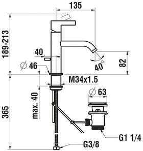 Laufen Einhand-Waschtischmischer KARTELL Ausldg 135 m Ablaufventil PVD edelstahl