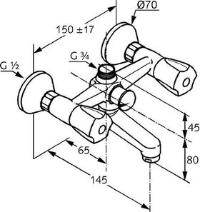 Kludi WF und Brausearmatur STANDARD DN 15 Terralux Griff KS chr