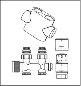 OV Badheizkörper-Anschluss-Set 5 Durchgang Edelstahl-Design