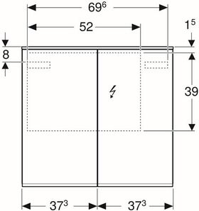 Geberit Spiegelschrank OPTION PLUS mit Beleuchtung, 2 Türen 750x700x172mm