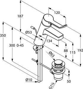 Kludi Waschtisch-Einhandmischer PROVITA DN 15 m Ablaufgarnitur G 1 1/4Zoll chr