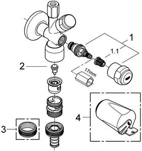 Grohe WAS Kombi-Eckventil 1/2" m Rohrbelüfter chr