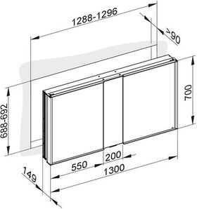 Keuco Spiegelschrank ROYAL MATCH Einb 1300x700x149mm si-gb-elo