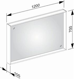 Keuco Kristallspiegel X-LINE 1200x700x105mm vulkanit