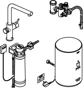 Grohe Einhand-Spültischbatterie RED DUO M-Size L-Auslauf m Boil. wa sun gebü