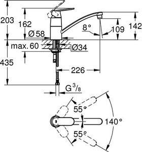 Grohe EH-Spültischbatterie EUROSMART C 1/2Zoll fla Ala chr