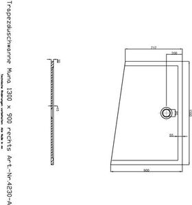 Hoesch Duschwanne MUNA rechts mit Antirutsch 1300x900x30mm weiß