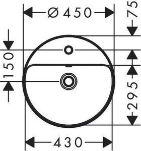 HG Aufsatzwaschtisch Xuniva S mit Hahnloch mit Überlauf 450x450mm weiß