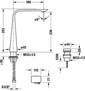 Duravit 2-Loch-Elektronikbatterie D.1 XL mit Einbaunetzteil schwarz matt